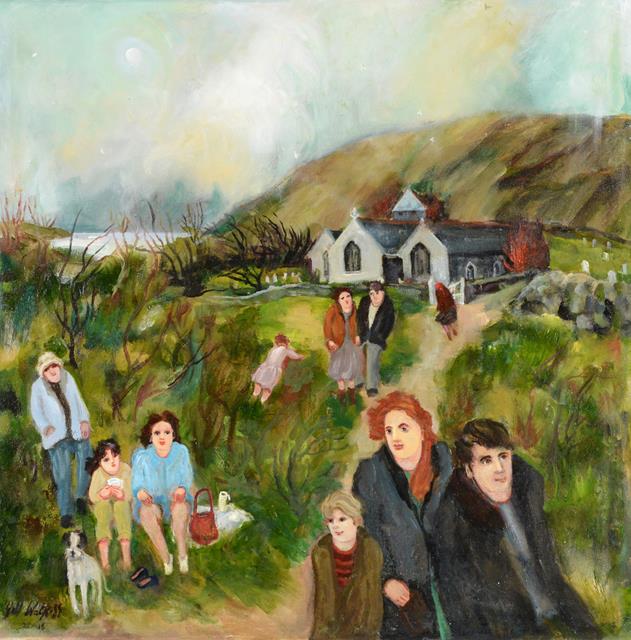 Lot 179 - Gill Watkiss (b.1938) ''Church Cove'' Signed and dated 2015, signed and inscribed on label...