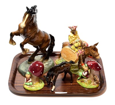 Lot 11 - A Beswick 'Susie Jamaica' figure; a Beswick rearing Welsh cob; another Beswick horse; and a pair of