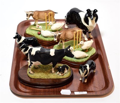 Lot 28 - Beswick Collies (one large and three small); Border Fine Arts cow & calf; and two models of '...