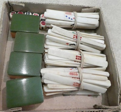 Lot 30 - Two vintage mahjong sets with boards, one in pig skin case, with handmade stands