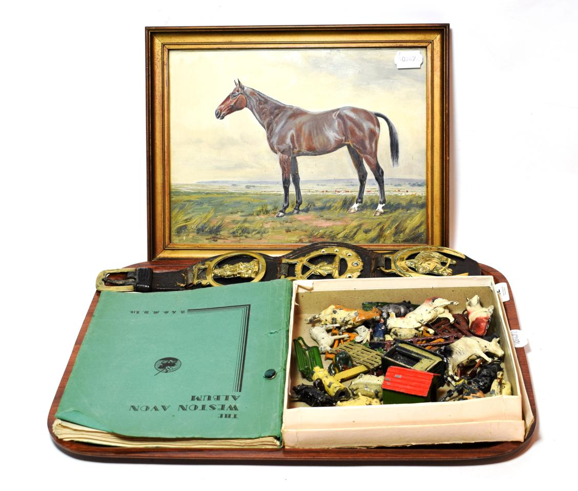 Lot 32 - William Luker Jnr (1867-1951) Muskery, signed, oil on board; together with a box of farm animal...