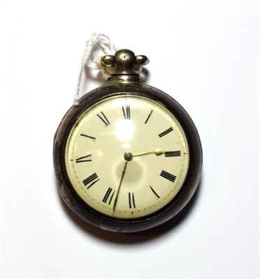 Lot 43 - A silver pair cased verge pocket watch