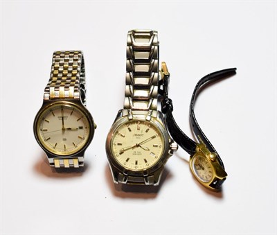 Lot 45 - A gent's Tissot wristwatch, a bi-metal Seiko wristwatch, and a lady's Tissot wristwatch