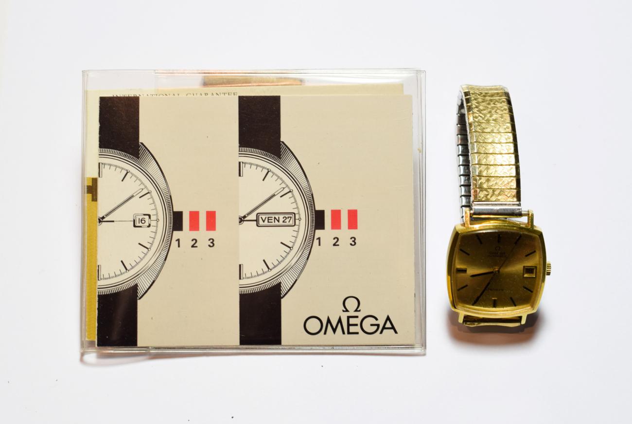 Lot 46 - An Omega plated wristwatch, with Omega booklet