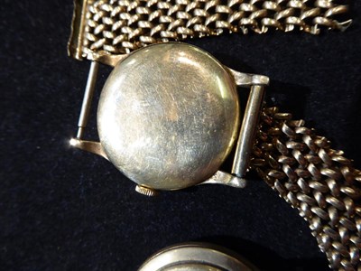 Lot 47 - A 9 carat gold wristwatch signed Baume, with an attached 9 carat gold bracelet; and a 9 carat...