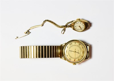 Lot 54 - A gent's wristwatch signed Provita, case stamped '14C' and a lady's 9 carat gold wristwatch