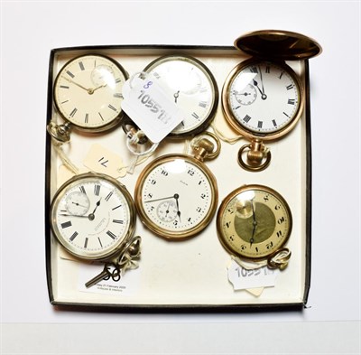 Lot 56 - Three silver pocket watches and three plated pocket watches