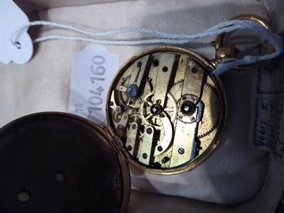 Lot 58 - A Continental 18 carat gold cased pocket watch (a.f.) with winder and yellow metal chain;...