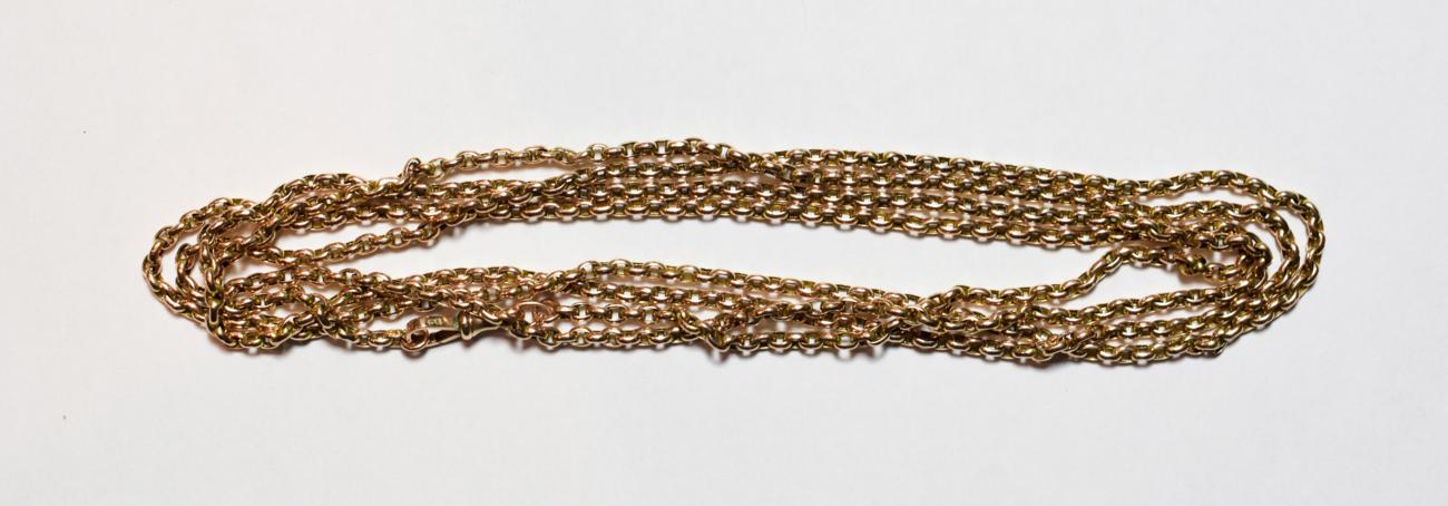 Lot 65 - A muff chain, stamped '9C', length 150cm