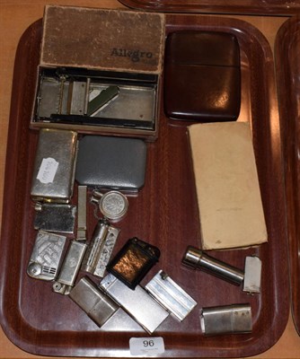 Lot 96 - A collection of assorted lighters including Palestine example; together with shaving...