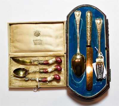 Lot 168 - A cased Victorian silver-gilt christening-set, by Francis Higgins, London, 1867 and 1868, each...