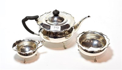 Lot 213 - A three-piece George V silver tea-service, by Harry Atkins, Sheffield, 1916 and 1917, each...