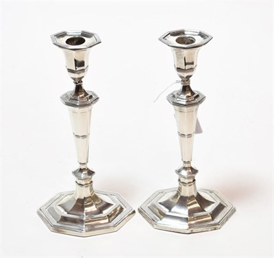 Lot 239 - A Pair of George V silver candlesticks, by Charles Clement Pilling, Sheffield, 1910, on...