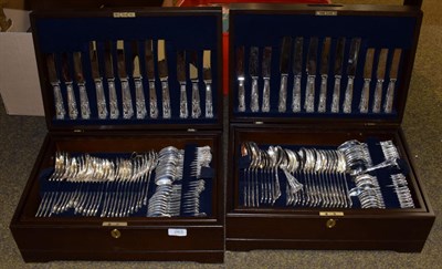 Lot 263 - Silver-plated Kings pattern flatware for approximately twenty-four place settings, housed in...