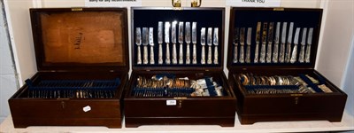 Lot 264 - Silver plated Kings pattern flatware for approximately twenty-four place settings, housed in...