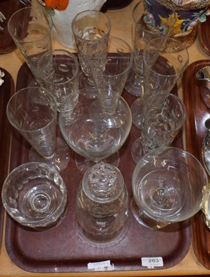 Lot 283 - 19th century and later glass including champagnes; wines; and a decanter etc