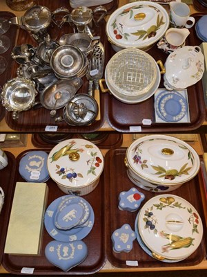 Lot 284 - A quantity of silver plated wares; Royal Worcester Eavesham wares; Jasper wares; etc (four...