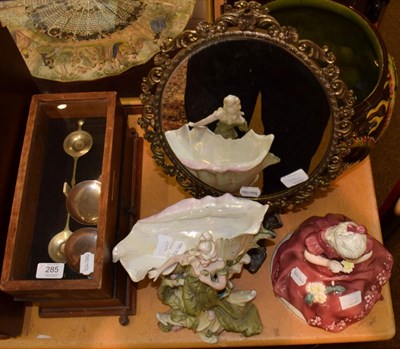 Lot 285 - A Henry Troemner cased set of scales; a gilt metal mirror on stand; a Victorian jardiniere; and two