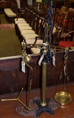 Lot 295 - A set of Victorian brass and cast iron scales, lacking plate