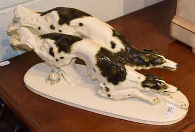 Lot 305 - A Schwarzburger Werkstaetten porcelain group of Borzoi