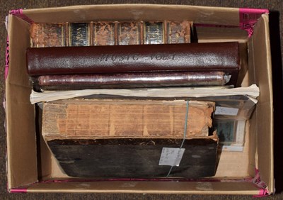 Lot 329 - One box of assorted books including a bound collection of manuscript music; an interesting...