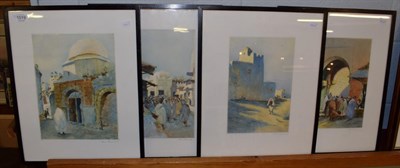 Lot 1019 - David Donald, A group of four North African street scenes, signed etchings, 27.5cm by 18.5cm