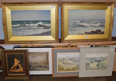 Lot 1029 - James Aitken (1880-1935) A pair of signed seascapes, watercolour, 32.5cm by 49.5cm