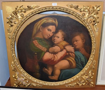 Lot 1032 - After Raphael, Madonna della Sedia, oil on canvas (tondo)