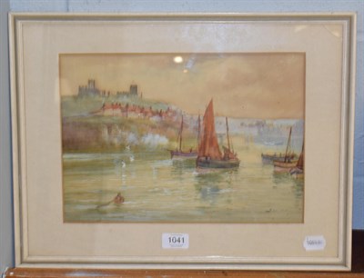 Lot 1041 - British School (19th/20th century) Boats off Whitby, indistinctly signed, watercolour