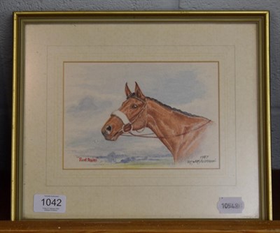 Lot 1042 - D.M & E.M Alderson, ''Red Rum'', signed and dated 1987, watercolour