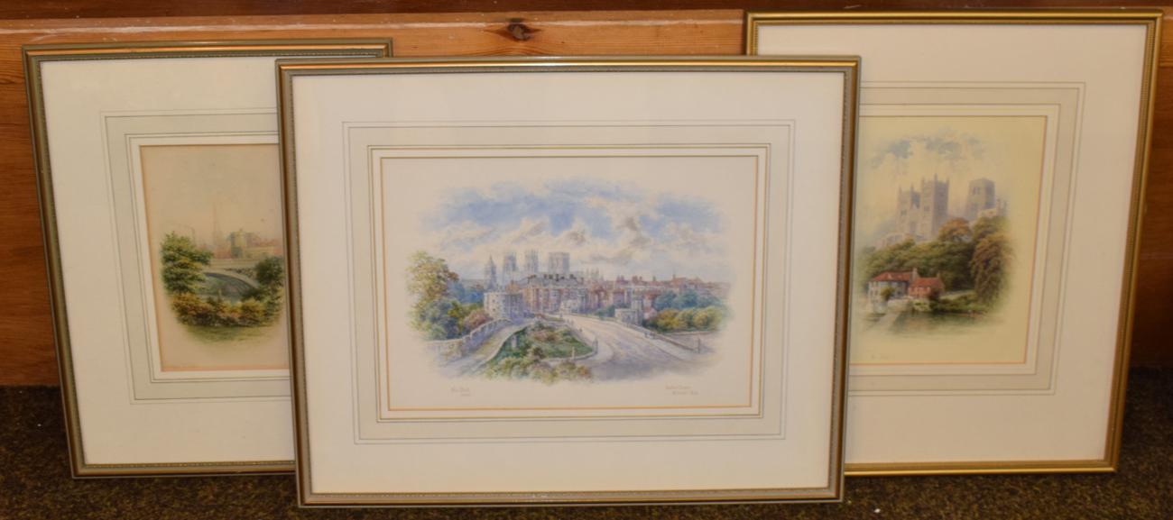 Lot 1052 - George Fall (c.1848-1925) View of York Minster from the Ouse, signed watercolour; together with two