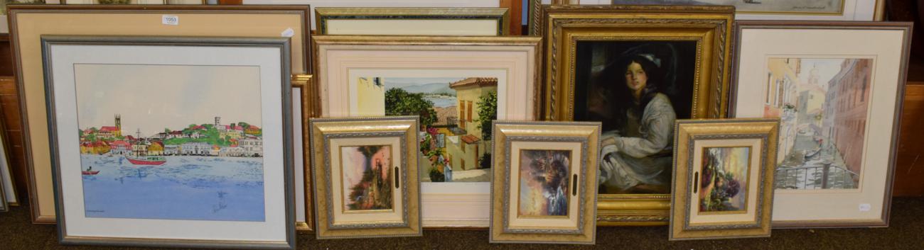 Lot 1053 - Gordon Blakey Venetian watercolour; together with after Thomas Kinkade; and various others (11)