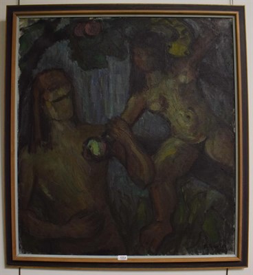 Lot 1054 - Ruth Weber (1894-1977) Danish, Adam and Eve, signed and indistinctly dated, oil on canvas,...