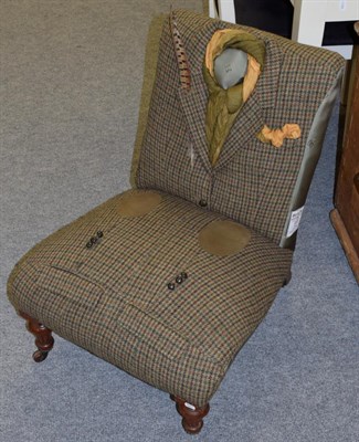 Lot 1075 - A Victorian nursing chair labelled 'Rescued Vintage Retro', upholstered in Harris tweed