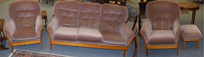 Lot 1078 - A three piece suite and footstool (Cintique London)
