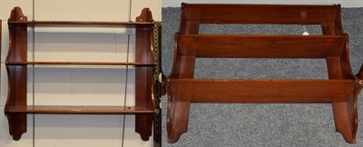 Lot 1089 - A pair of early 20th century mahogany three tier hanging shelves, in the Gothic taste