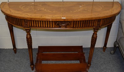 Lot 1091 - A George III style carved side table with marquetry inlay
