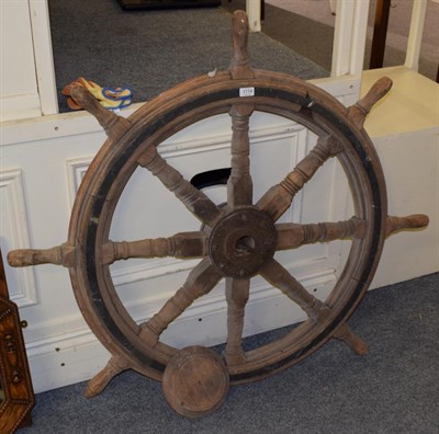 Lot 1114 - A large ships wheel   Provenance: HS Peggetter, Liverpool to South Africa