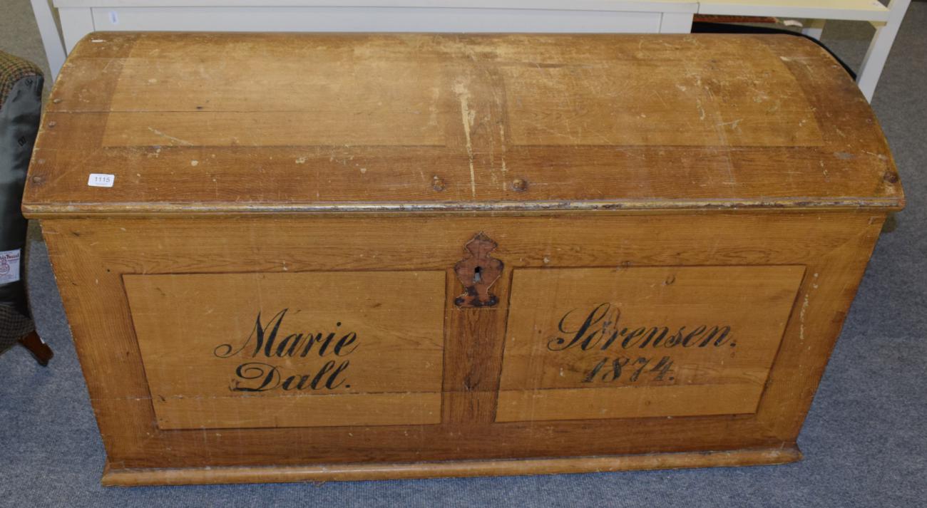 Lot 1115 - A 19th century Danish marriage chest dated 1874