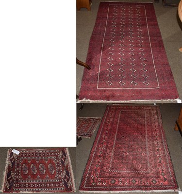 Lot 1142 - Mashad Baluch Rug, the honeycomb lattice field of guls enclosed by stylised vine borders, 210cm...