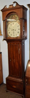 Lot 1145 - ~ A mahogany eight day white dial longcase clock, signed M Whinnie, Ayr, arch painted dial with...
