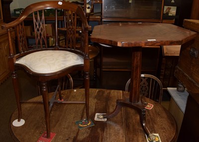 Lot 1226 - A mahogany tripod table and corner chair