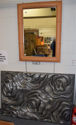 Lot 1260 - A modern mirror; and a modern resin rose sculpture (hanging)