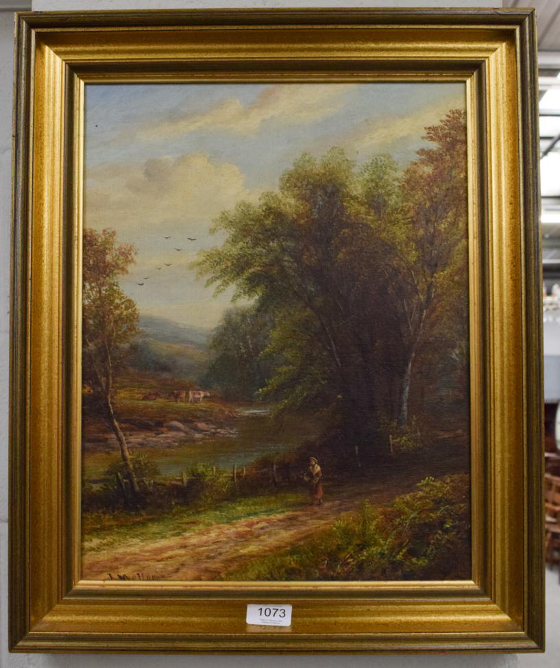 Lot 1073 - Joseph Mellor (1827-1888) Gathering faggots, signed, oil on canvas, 43.5cm by 34cm