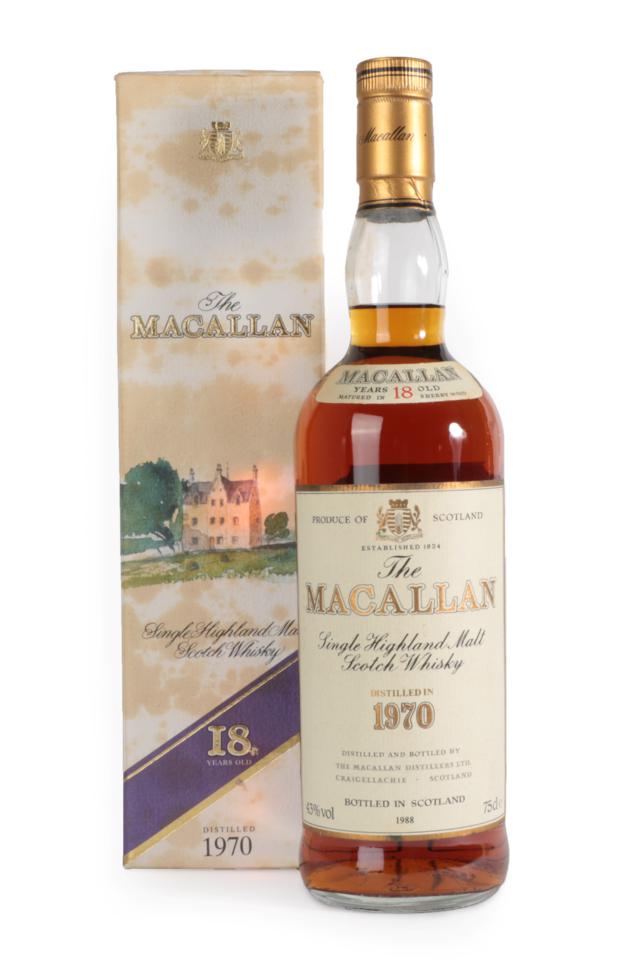 Lot 3005 - The Macallan Single Highland Malt Scotch Whisky 18 Years Old, distilled 1970, bottled 1988, 43% vol