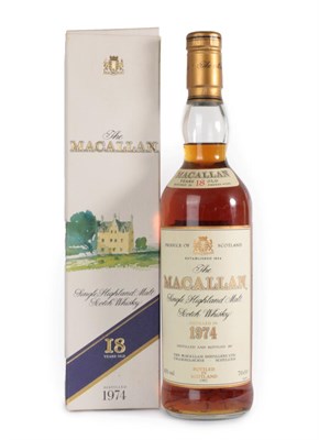 Lot 3008 - The Macallan Single Highland Malt Scotch Whisky 18 Years Old, distilled 1974, bottled 1992, 43% vol