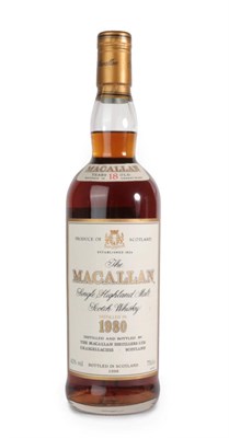 Lot 3010 - The Macallan Single Highland Malt Scotch Whisky 18 Years Old, distilled 1980, bottled 1998, 43% vol