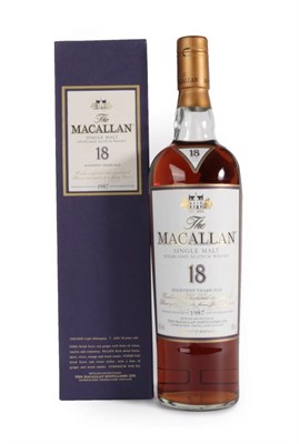 Lot 3017 - The Macallan Single Highland Malt Scotch Whisky 18 Years Old, distilled 1987, 43% vol 700ml, in...