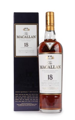 Lot 3024 - The Macallan Single Highland Malt Scotch Whisky 18 Years Old, distilled 1994, 43% vol 700ml, in...