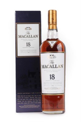 Lot 3026 - The Macallan Single Highland Malt Scotch Whisky 18 Years Old, distilled 1996, 43% vol 700ml, in...